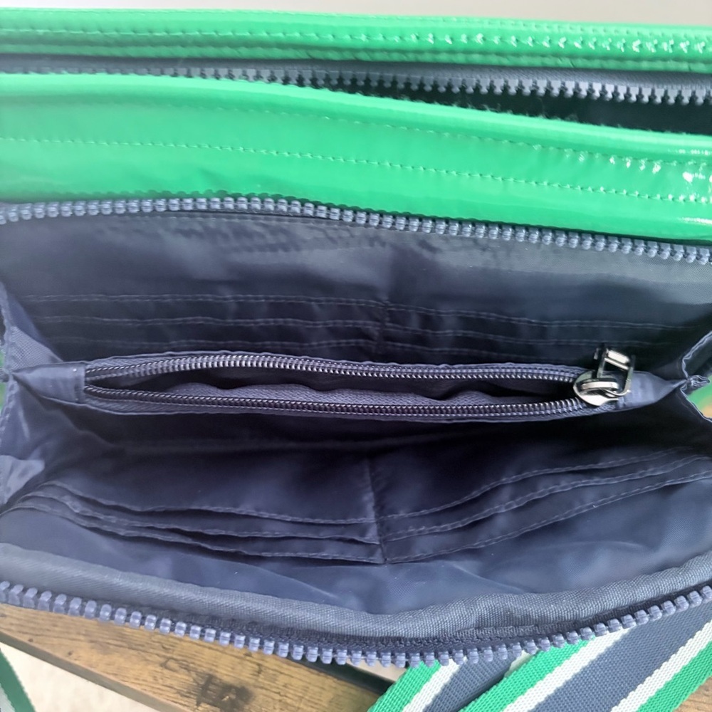 Think Royln Street XL Crossbody Bag & Pouch Set in Shiny Green Quilted - NWOT - Picture 4 of 6